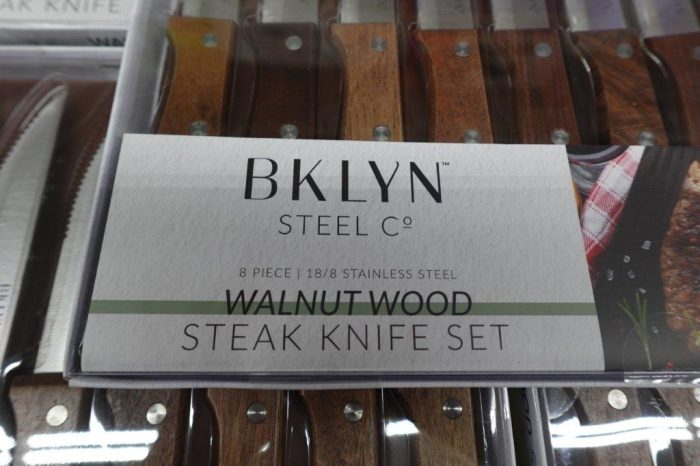 BKLYN Steel Co Walnut Wood 8 Piece Steak Knife Set - Image 4