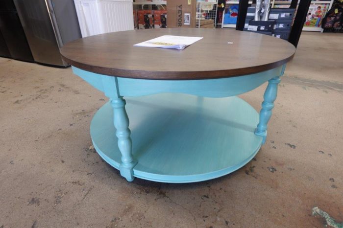 Pioneer Woman Round Wood Coffee Table in Teal - Image 2