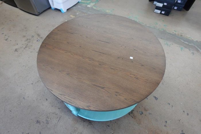 Pioneer Woman Round Wood Coffee Table in Teal - Image 3