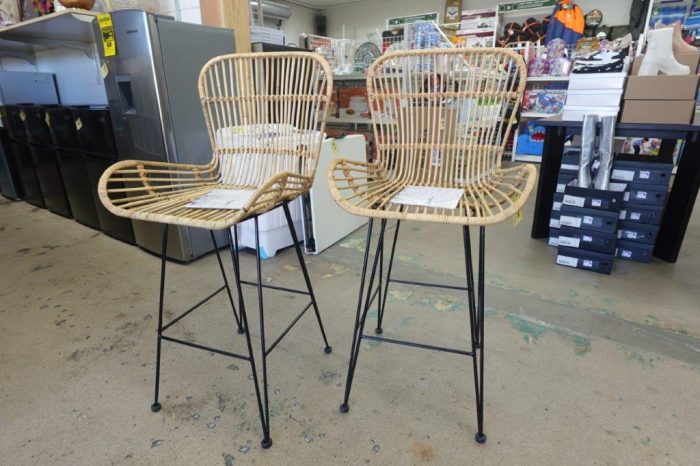 Set of 2 South Shore Balka Rattan Counter Bar Stools - Image 2