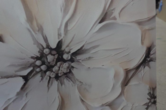 Textured White Flower Canvas Wall Art Painting - Image 6