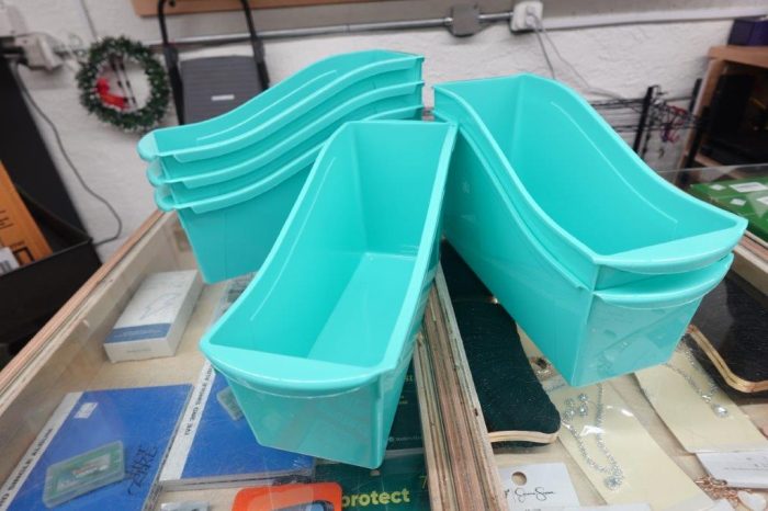 Storex Large Teal Plastic Book and Magazine Storage Bin - Image 3