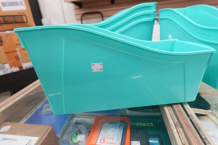 Storex Large Teal Plastic Book and Magazine Storage Bin - Image 5