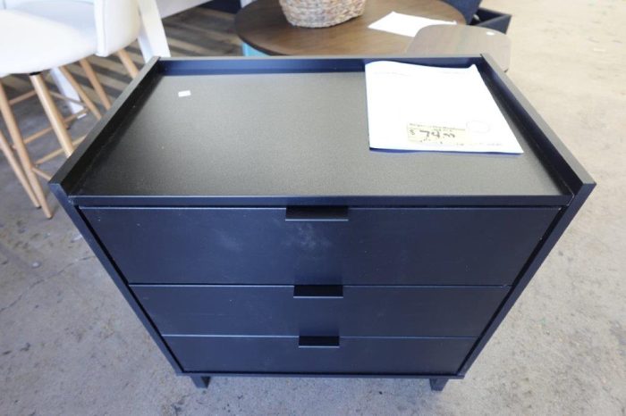 3 Drawer Simply Modern Black Nightstand Bedside Table - Image 3