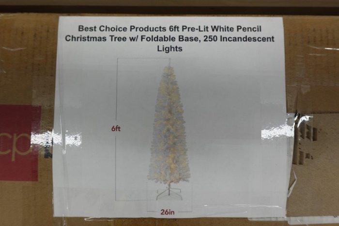 6ft Pre-Lit White Pencil Christmas Tree - Image 3