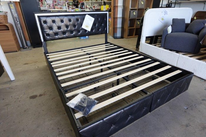 Queen Size Bed Frame with LED Light and 4 Drawer Storage - Image 2