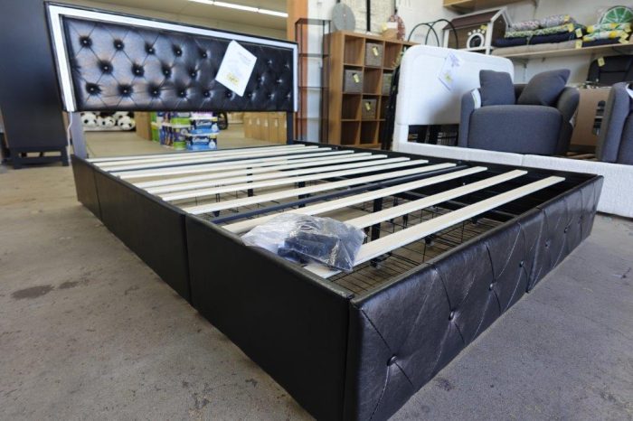 Queen Size Bed Frame with LED Light and 4 Drawer Storage - Image 3