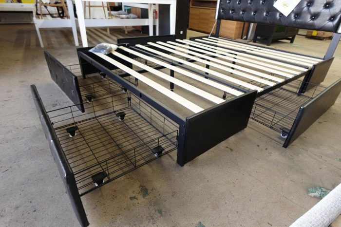 Queen Size Bed Frame with LED Light and 4 Drawer Storage - Image 9