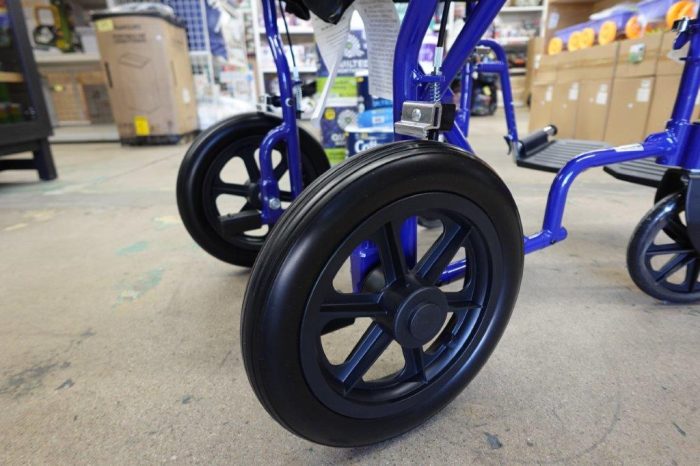 Medline Lightweight Foldable Wheelchair with Handbrakes in Blue - Image 5