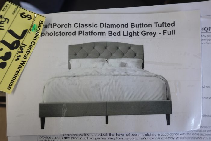 Full Size Diamond Button Tufted Upholstered Platform Bed Frame Completed - Image 8