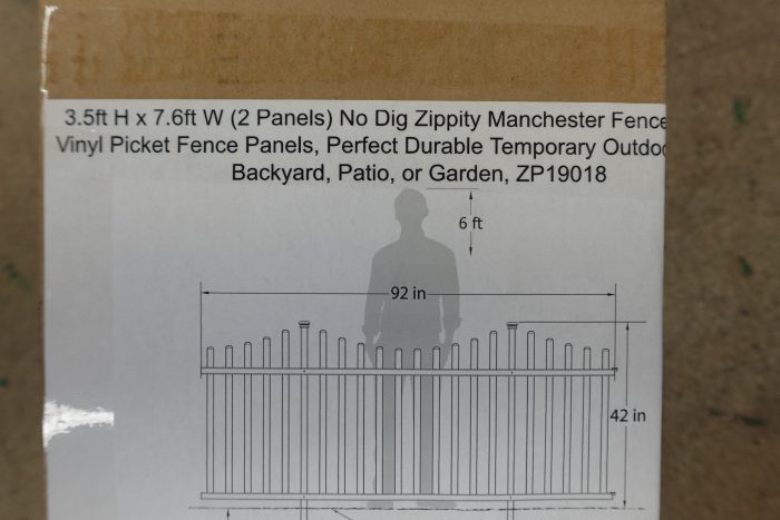 3.5' x 7.6' Zippity No Dig White Manchester Picket Fence Kit - Image 4