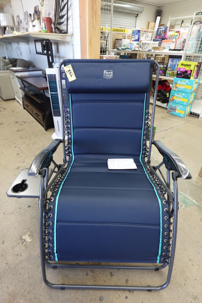 TIMBER RIDGE 33" Wide Oversized Zero Gravity Chair w/ Side Table in Blue (500lb Capacity) - Image 3