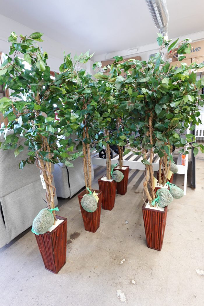 5.5ft Nearly Natural Artificial Ficus Tree with Bamboo Planter - Image 2