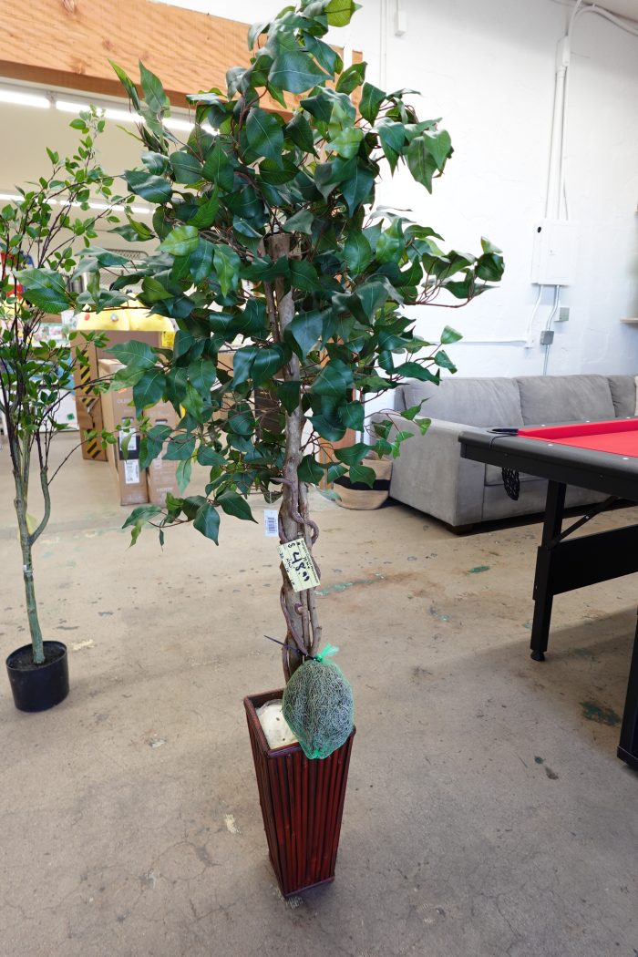 5.5ft Nearly Natural Artificial Ficus Tree with Bamboo Planter - Image 3