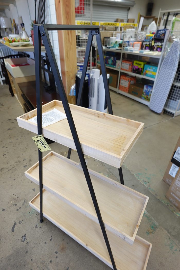 3 Tier DecMode Black Metal A-Frame Shelving Unit Bookshelf - Image 4