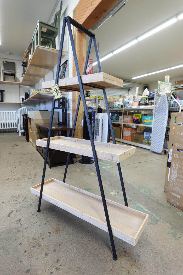 3 Tier DecMode Black Metal A-Frame Shelving Unit Bookshelf - Image 5