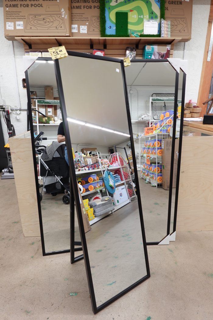 17.5" x 58" Everly Hart Framed Black Free Standing Floor Mirror - Image 2