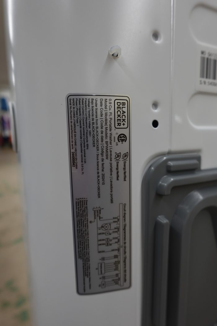 .9 Cu Ft BLACK+DECKER Portable Washing Machine with Adapter and Drain Hose - Image 9