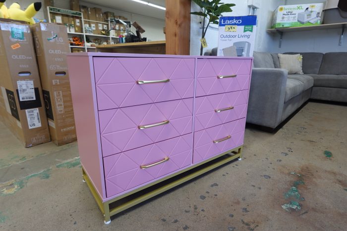 6 Drawer Garveehome Wooden Nightstand Storage Dresser in Pink - Image 2