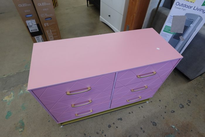 6 Drawer Garveehome Wooden Nightstand Storage Dresser in Pink - Image 4