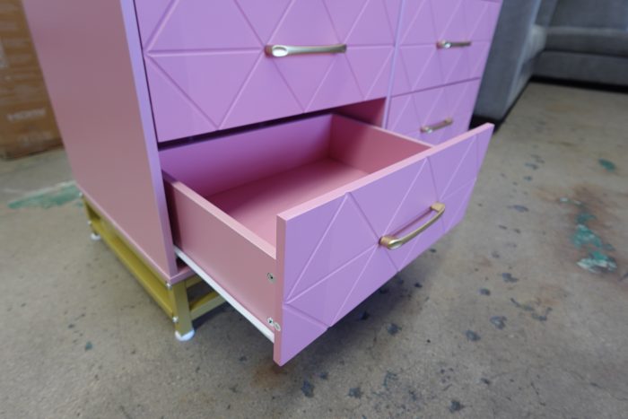 6 Drawer Garveehome Wooden Nightstand Storage Dresser in Pink - Image 6