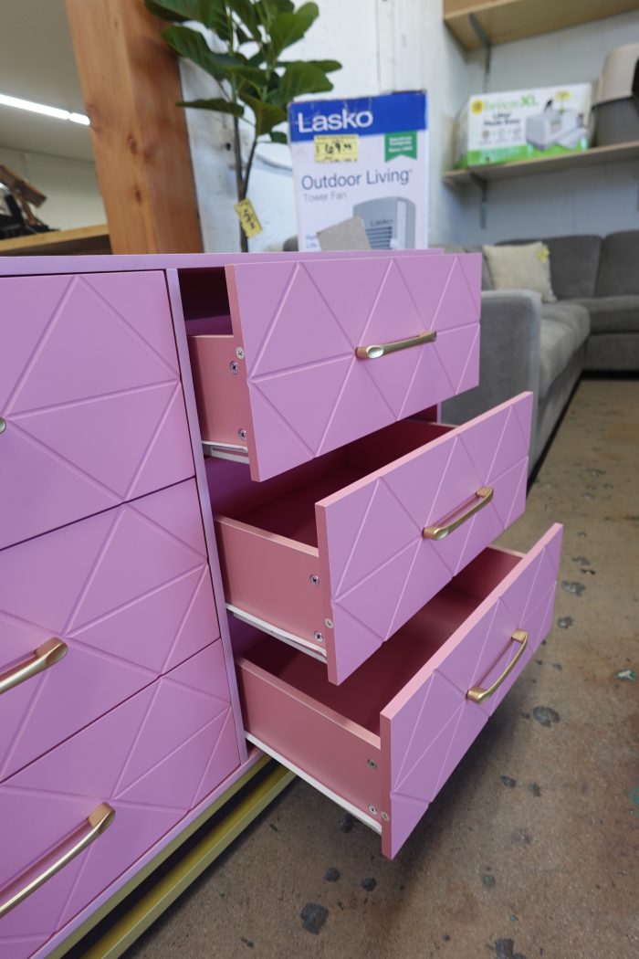 6 Drawer Garveehome Wooden Nightstand Storage Dresser in Pink - Image 7
