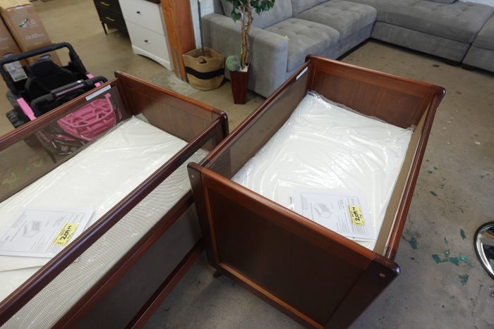 2-in-1 BreathableBaby Mini Mesh Baby Crib with Mattress in Walnut - Image 8