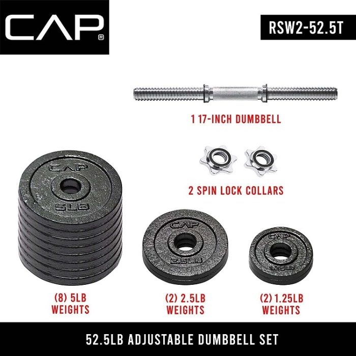 CAP Barbell 52.5 lb Single Adjustable Dumbbell Weight Plate Set - Image 2