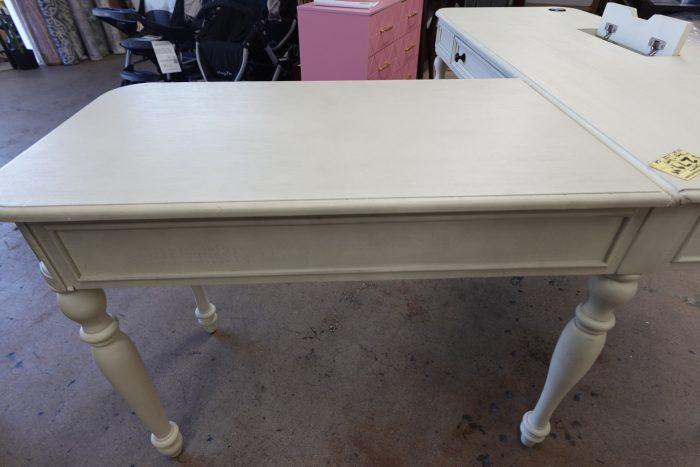 Country Meadows L-Shaped Wood Desk with USB Ports in Antique White - Image 8