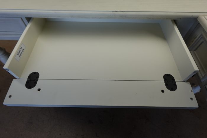 Country Meadows L-Shaped Wood Desk with USB Ports in Antique White - Image 11