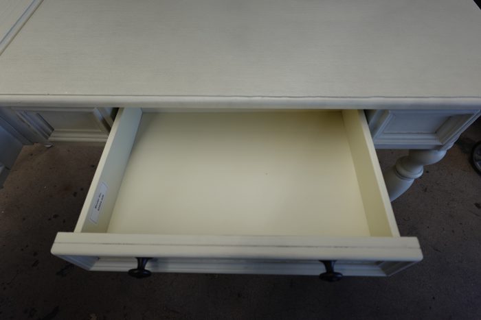 Country Meadows L-Shaped Wood Desk with USB Ports in Antique White - Image 12