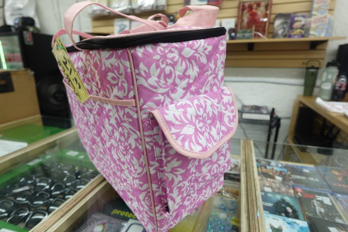 Lakeside Collection Rolling Sewing Machine Pink Damask Tote - Image 4