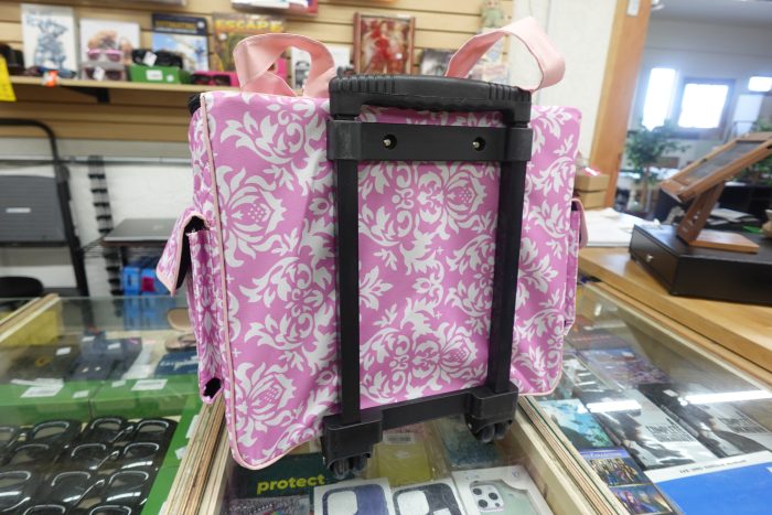 Lakeside Collection Rolling Sewing Machine Pink Damask Tote - Image 6