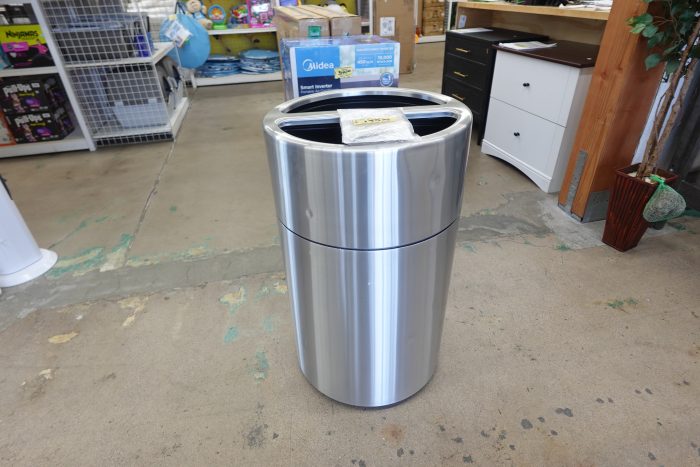 Safco Products 9941SS Triple Bin 40 Gallon Recycling and Trash Can, Aluminum Shell in Silver - Image 2