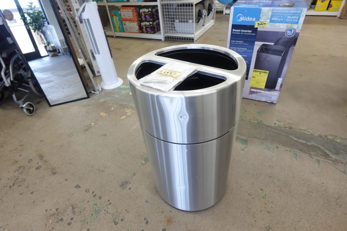 Safco Products 9941SS Triple Bin 40 Gallon Recycling and Trash Can, Aluminum Shell in Silver - Image 3