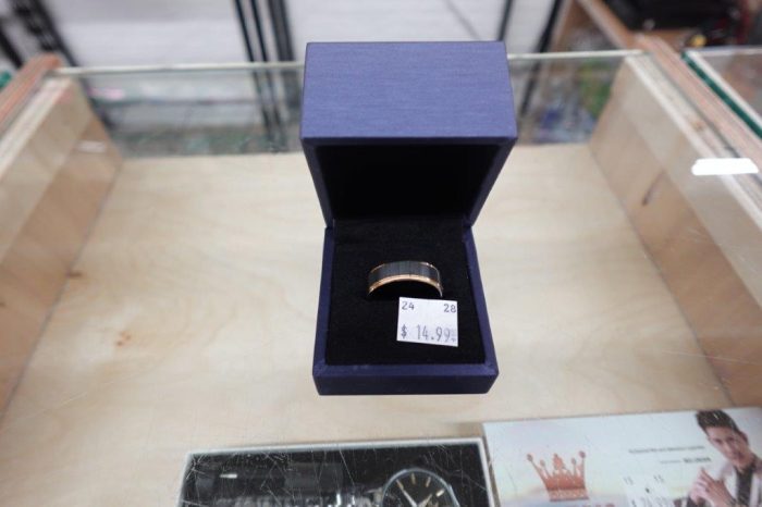 Black Tungsten Ring for Men Wedding Band Gold Step Edge Size 12 - Image 3