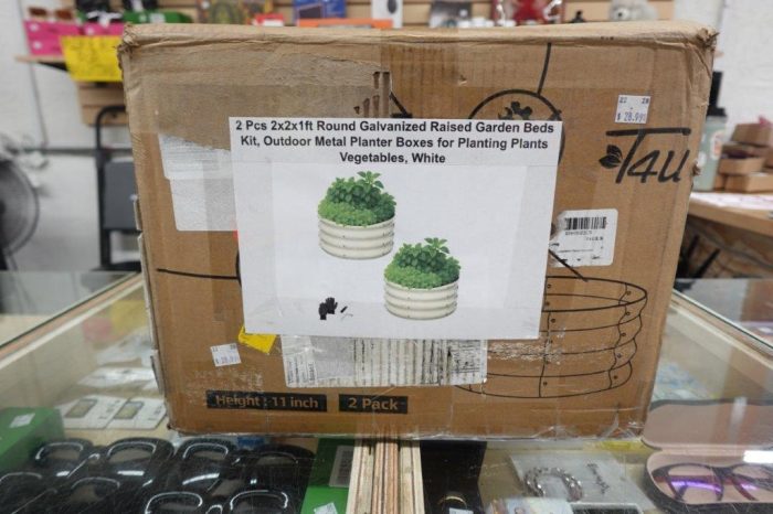 2pk Round Outdoor Galvanized Raised Garden Bed Planter kit in White 2x1ft - Image 2