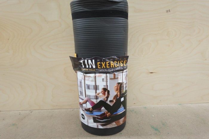 CAP High Density 1" Thick Exercise Mat with Carry Strap in Black - Image 3