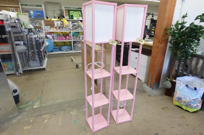Simple Designs 3 Shelf Organizer Floor Lamp in Light Pink - Image 2