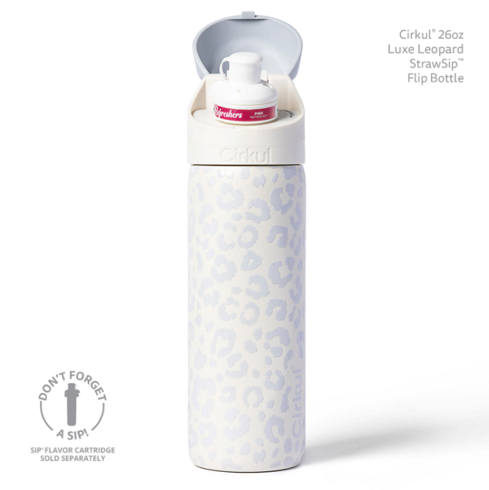 Cirkul 26oz StrawSip Flip Water Bottle in Luxe Leopard