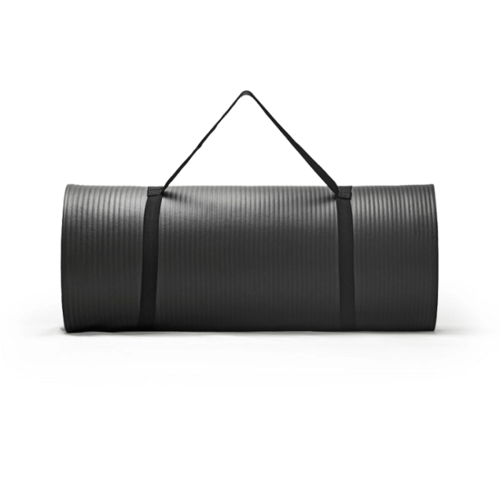 CAP High Density 1" Thick Exercise Mat with Carry Strap in Black - Image 2