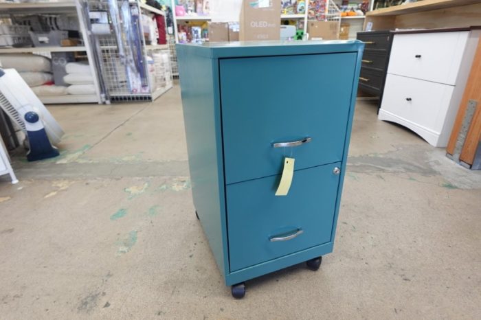 Space Solutions 18" Deep 2 Drawer Mobile Letter Vertical File Cabinet in Teal - Image 2