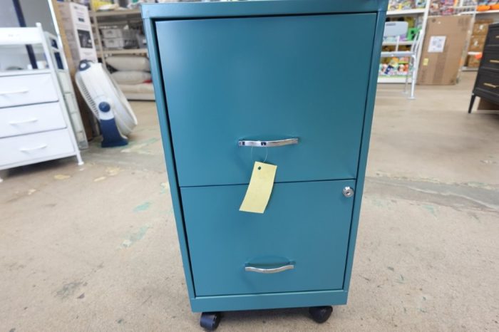 Space Solutions 18" Deep 2 Drawer Mobile Letter Vertical File Cabinet in Teal - Image 3