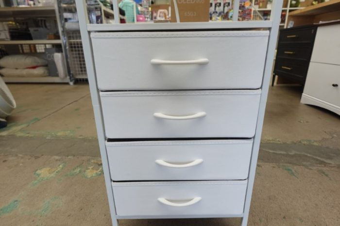 TYDIMOR Bedside Table with Charging Station 4 Drawer Nightstand in White - Image 3