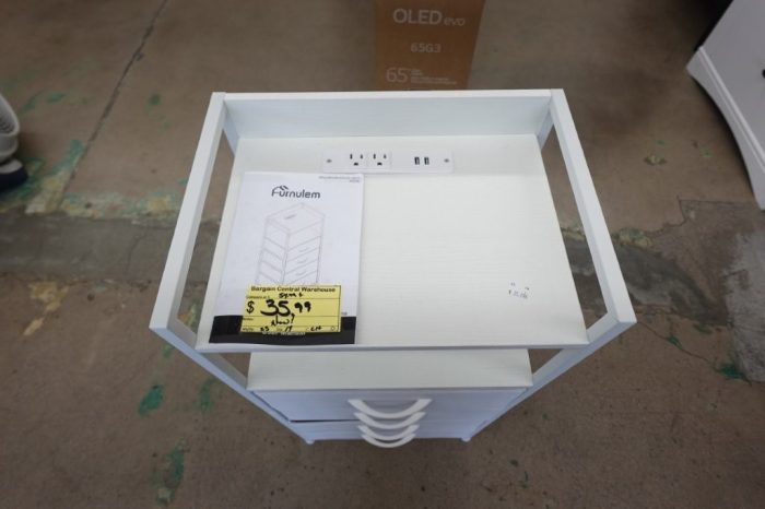 TYDIMOR Bedside Table with Charging Station 4 Drawer Nightstand in White - Image 6