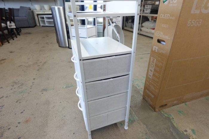 TYDIMOR Bedside Table with Charging Station 4 Drawer Nightstand in White - Image 5