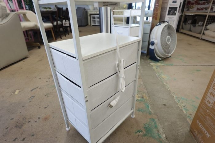 TYDIMOR Bedside Table with Charging Station 4 Drawer Nightstand in White - Image 4