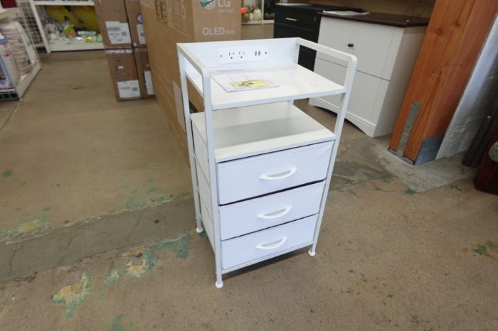 Bestco 3 Drawer Nightstand with Charging Station & LED Light Strip in White - Image 2