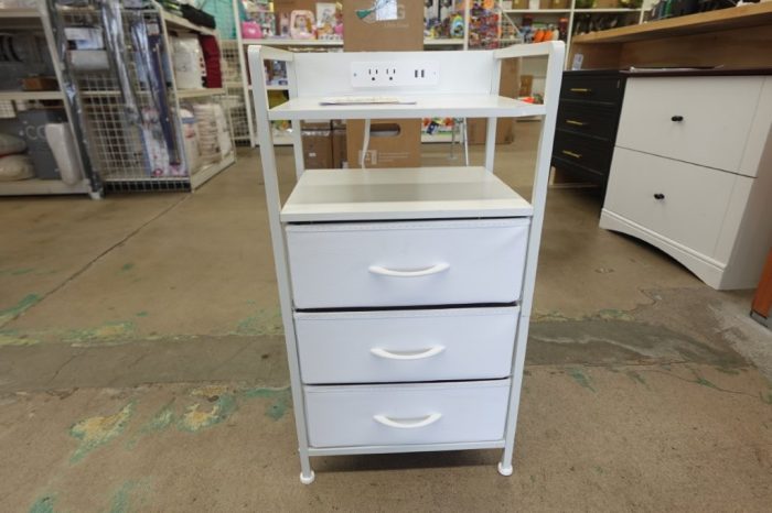 Bestco 3 Drawer Nightstand with Charging Station & LED Light Strip in White - Image 3
