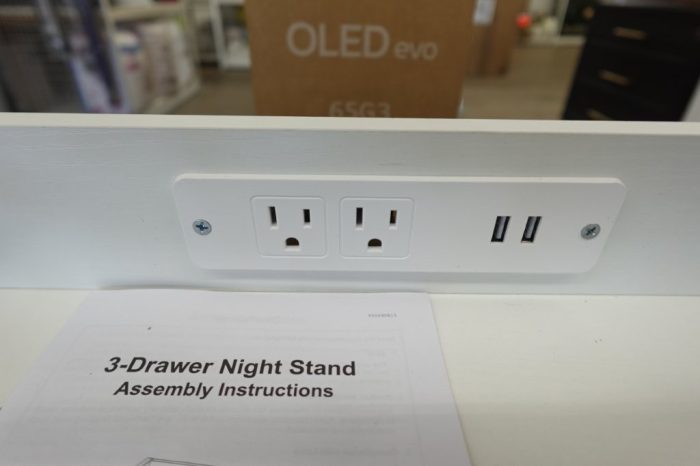Bestco 3 Drawer Nightstand with Charging Station & LED Light Strip in White - Image 8